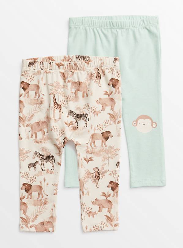 Teal Safari Print Leggings 2 Pack 18-24 months